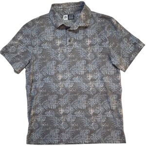 18. Hogan Mens Gray and Blue Leaf Print Polo Shirt Medium 21 In P2P